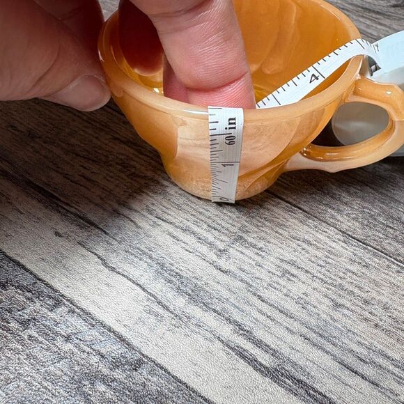 Vintage Anchor Hocking Fire King Peach Lustre Swirl Demitasse Espresso Tea Cup - Picture 3 of 3